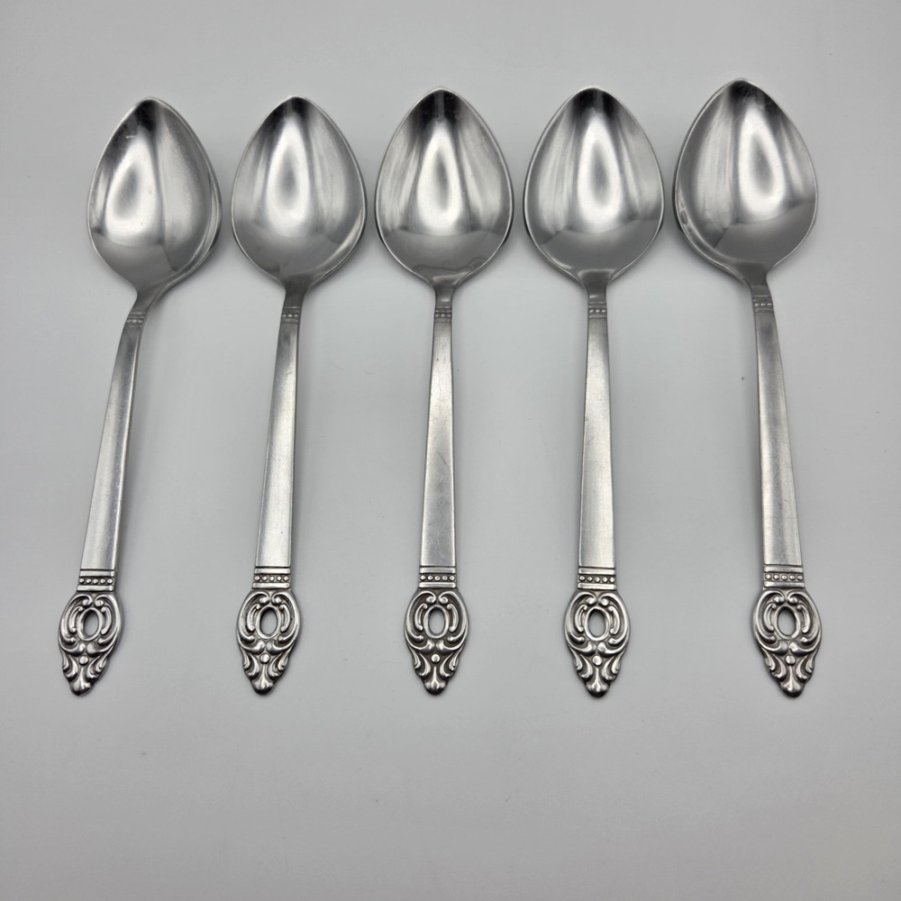 Set Of 5 Oneida/Rogers Danish Court Stainless Steel Iced Soup Spoons 6.75 inch